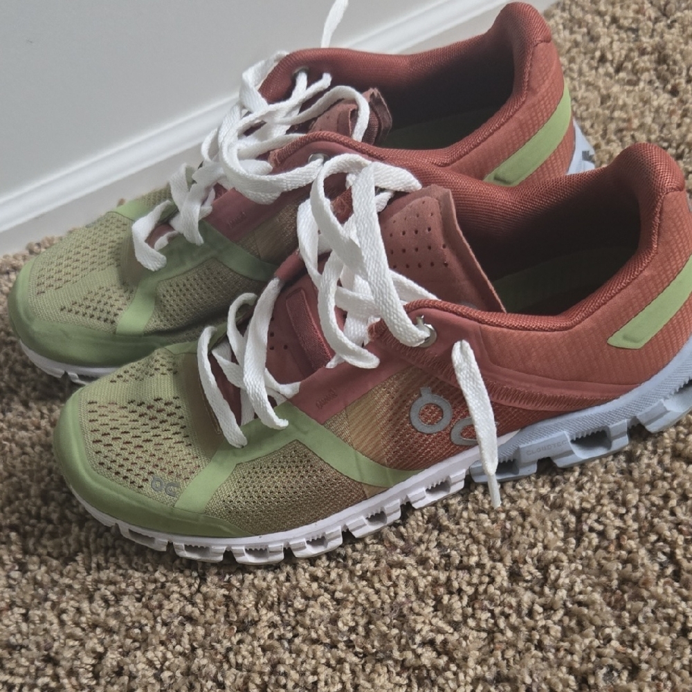 On Running Shoe Label with Red Interior